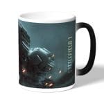 كوب قهوة سحري لون اسود بتصميم مركبة قتالية باتلفيلد