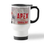 كوب قهوة للسيارة لون ابيض بتصميم أبيكس ليجندز جبل طارق