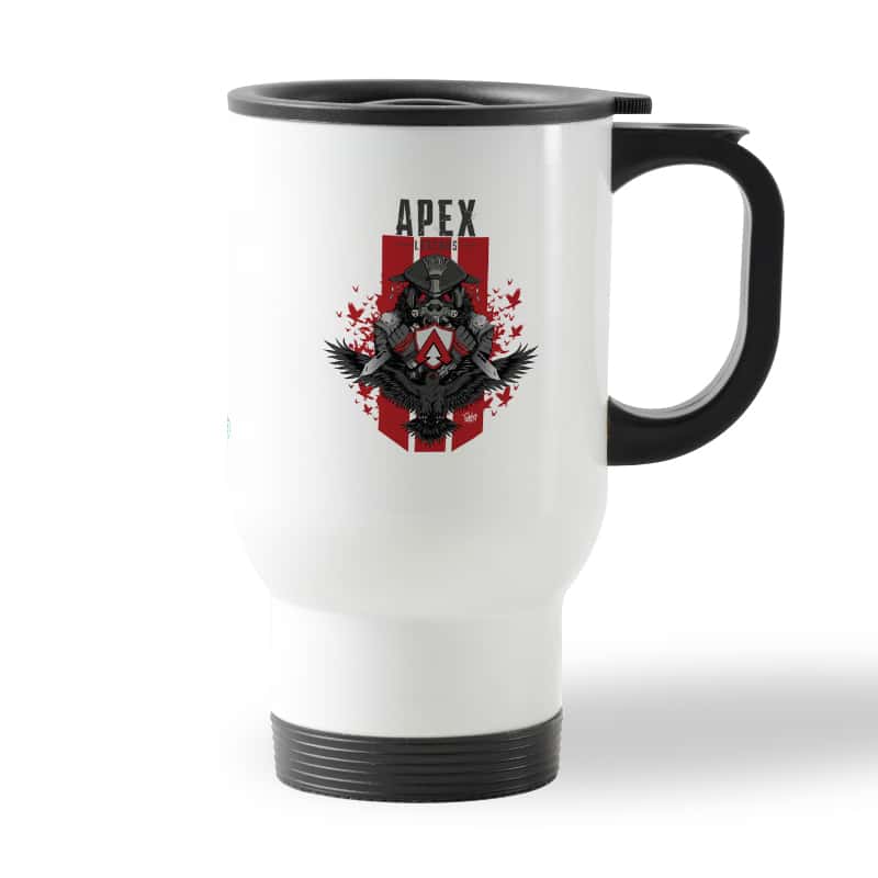 كوب قهوة للسيارة لون ابيض بتصميم أبيكس ليجندز كوب قهوة للسيارة لون ابيض بتصميم أبيكس ليجندز