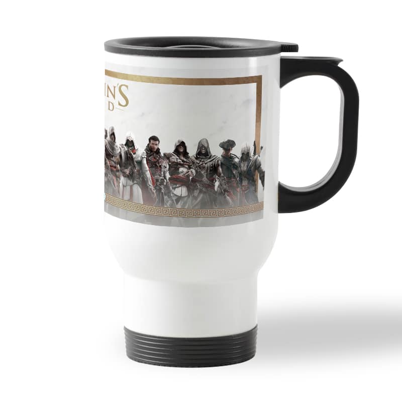 كوب قهوة للسيارة لون ابيض بتصميم أساسنز كريد جميع الشخصيات كوب قهوة للسيارة لون ابيض بتصميم أساسنز كريد جميع الشخصيات