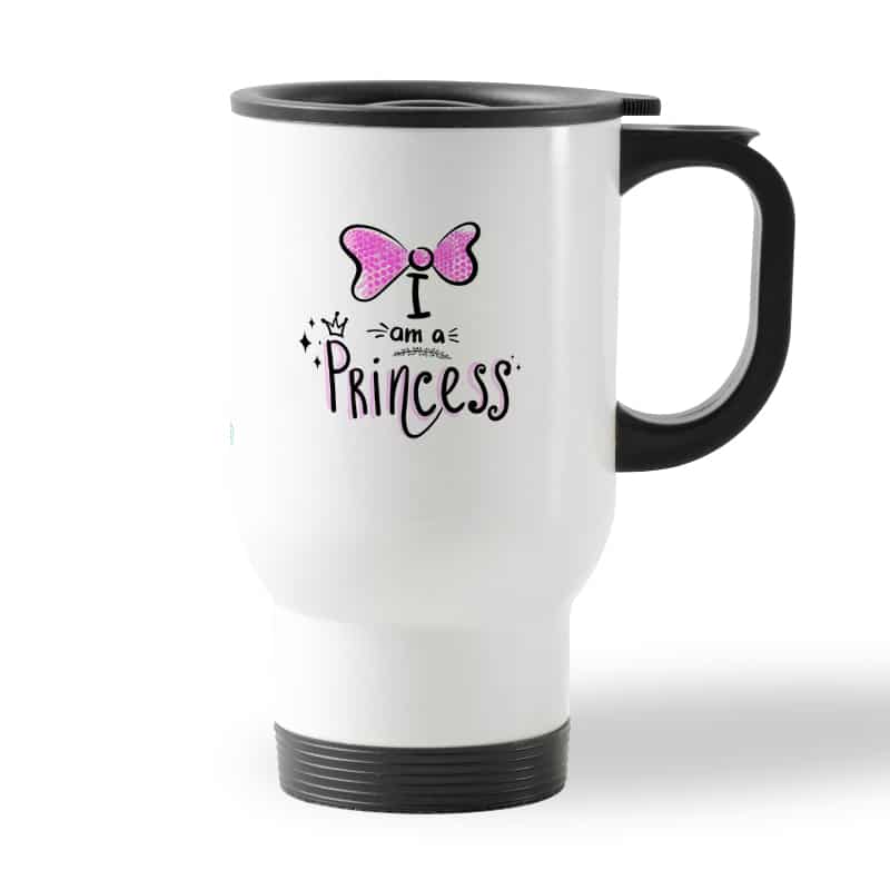 كوب قهوة للسيارة لون ابيض بتصميم أميره كوب قهوة للسيارة لون ابيض بتصميم أميره