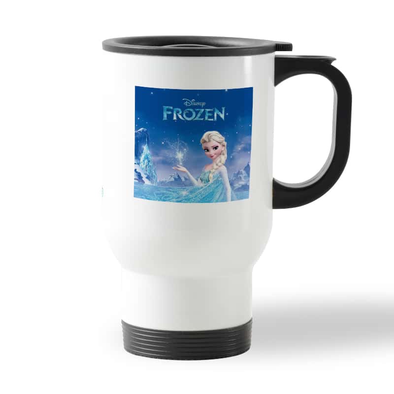 كوب قهوة للسيارة لون ابيض بتصميم إلسا ملكة الثلج كوب قهوة للسيارة لون ابيض بتصميم إلسا ملكة الثلج