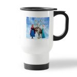 كوب قهوة للسيارة لون ابيض بتصميم ابطال فروزن