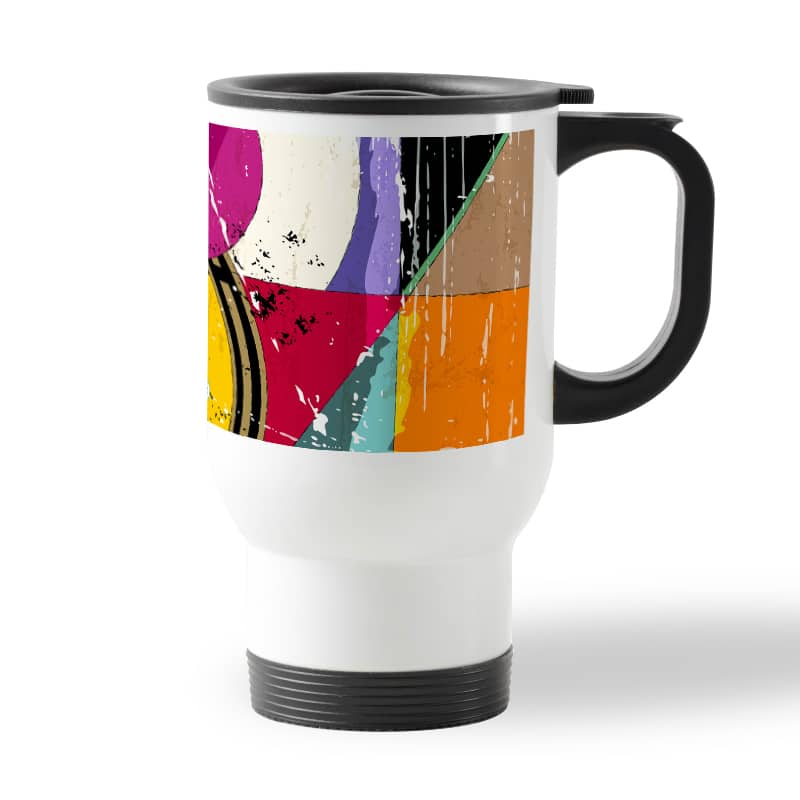 كوب قهوة للسيارة لون ابيض بتصميم اشكال هندسيه كوب قهوة للسيارة لون ابيض بتصميم اشكال هندسيه