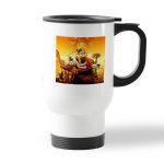 كوب قهوة للسيارة لون ابيض بتصميم اصدقاء كونغ فو باندا