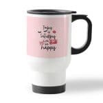 كوب قهوة للسيارة لون ابيض بتصميم الأجازه