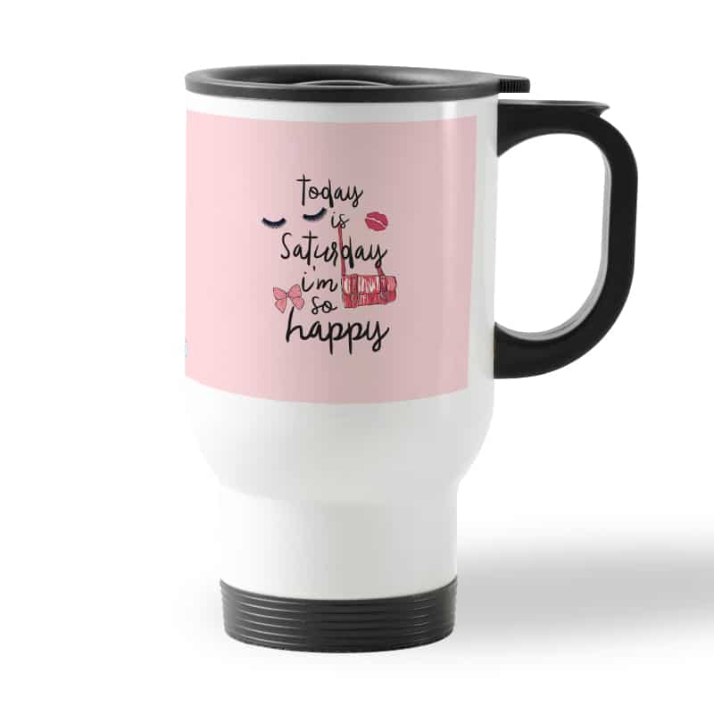 كوب قهوة للسيارة لون ابيض بتصميم الأجازه كوب قهوة للسيارة لون ابيض بتصميم الأجازه