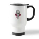 كوب قهوة للسيارة لون ابيض بتصميم الأستماع الى الموسيقى