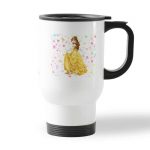 كوب قهوة للسيارة لون ابيض بتصميم  الأميرة بيلا