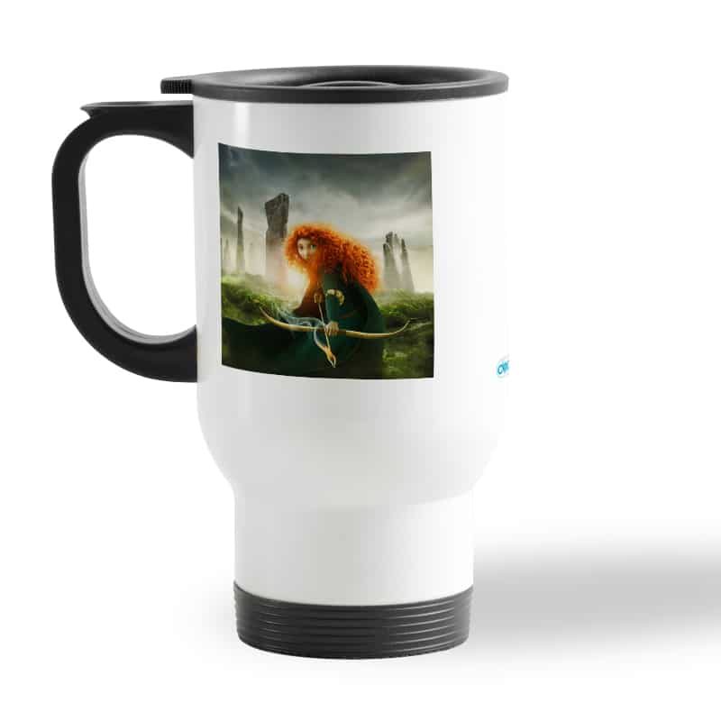 كوب-قهوة-للسيارة-لون-ابيض-بتصميم-الأميرة-صاحبة-القوس-والسهم-2