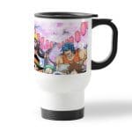 كوب قهوة للسيارة لون ابيض بتصميم الاحتفال مع كل الانميات