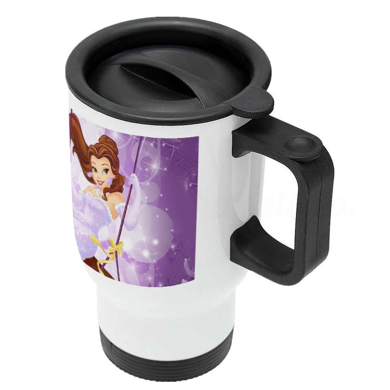 كوب-قهوة-للسيارة-لون-ابيض-بتصميم-الاميرة-بيلا-بفستان-لامع-3