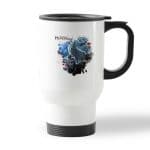 كوب قهوة للسيارة لون ابيض بتصميم الاميرة مونونوكي مع ذئب