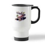 كوب قهوة للسيارة لون ابيض بتصميم التمساح والصوص