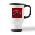 كوب قهوة للسيارة لون ابيض بتصميم الرجل العنكبوت مارفل