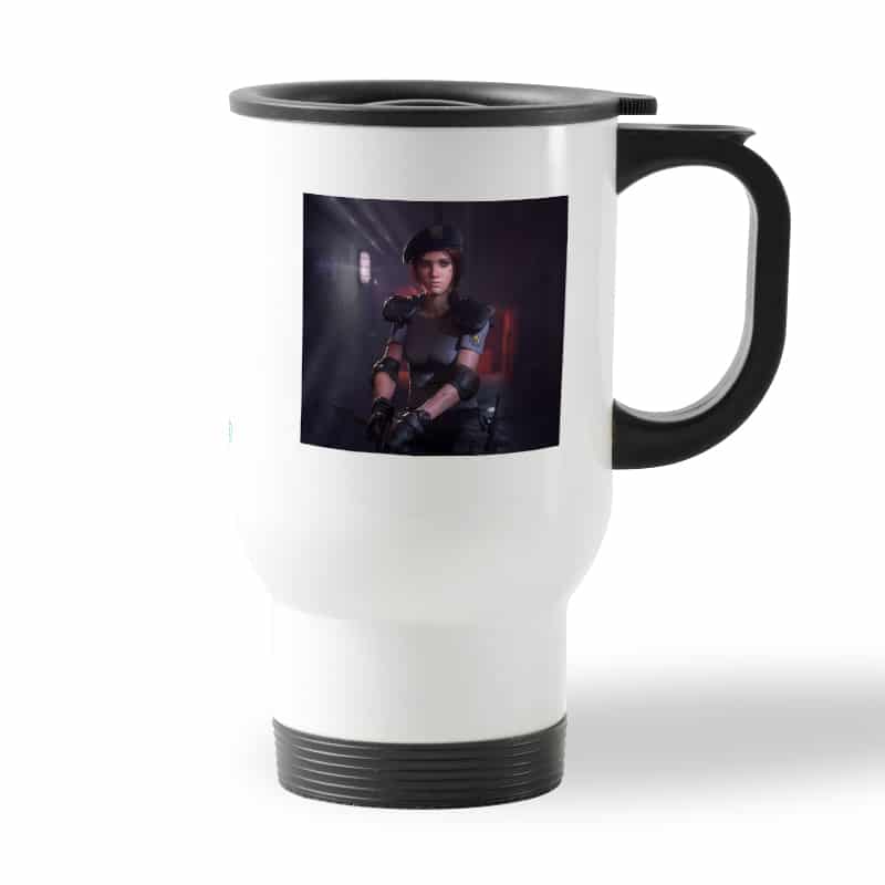 كوب قهوة للسيارة لون ابيض بتصميم الشرطيه جيل فالنتاين  رزدنت ايفل 3 كوب قهوة للسيارة لون ابيض بتصميم الشرطيه جيل فالنتاين  رزدنت ايفل 3