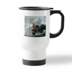 كوب قهوة للسيارة لون ابيض بتصميم باتلفيلد 1 الدبابه الصغيره