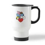 كوب قهوة للسيارة لون ابيض بتصميم بتس شخصيات BT21