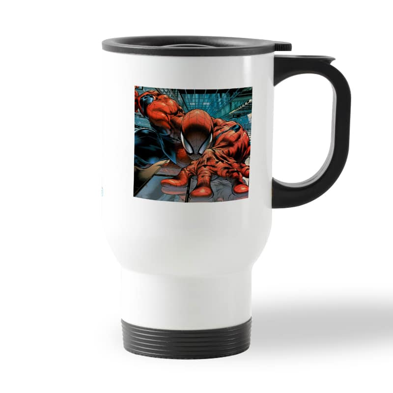 كوب قهوة للسيارة لون ابيض بتصميم تسلق الجدران سبايدر مان كوب قهوة للسيارة لون ابيض بتصميم تسلق الجدران سبايدر مان