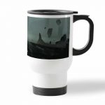 كوب قهوة للسيارة لون ابيض بتصميم حافة العالم ديث ستراندنغ