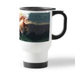 كوب قهوة للسيارة لون ابيض بتصميم حرب عملاقان هجوم العمالقة