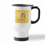 كوب قهوة للسيارة لون ابيض بتصميم حصان الاميرة بيلا