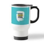 كوب قهوة للسيارة لون ابيض بتصميم دع القلق