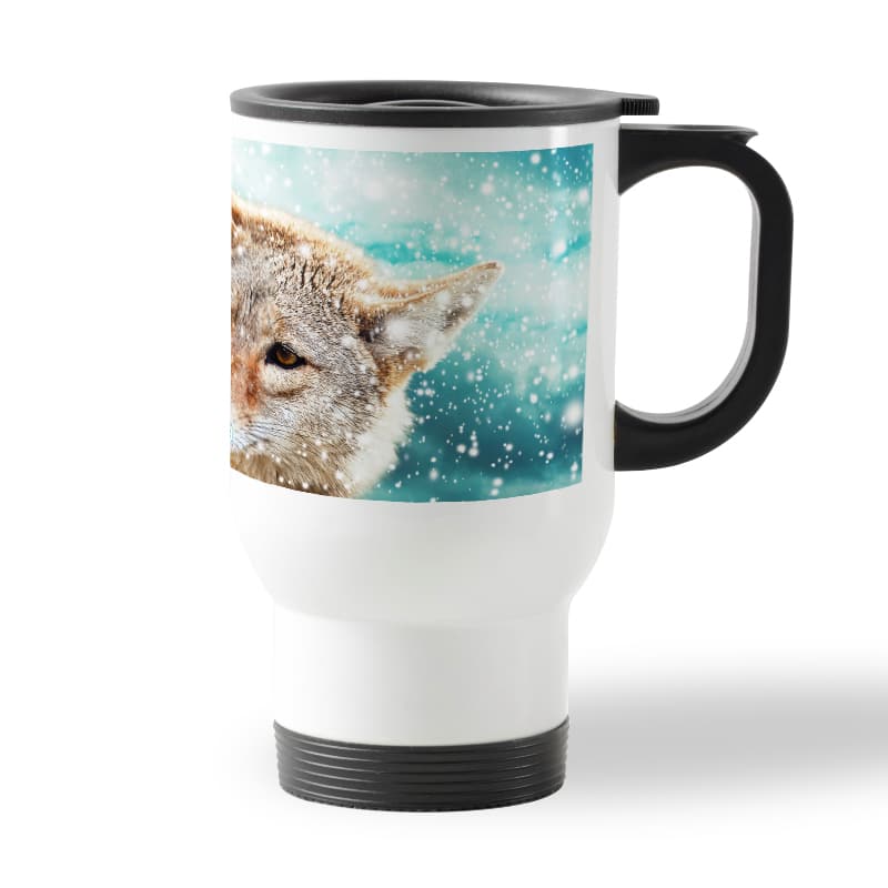 كوب قهوة للسيارة لون ابيض بتصميم ذئب كوب قهوة للسيارة لون ابيض بتصميم ذئب