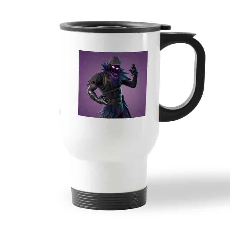 كوب قهوة للسيارة لون ابيض بتصميم  رافين فورتنايت كوب قهوة للسيارة لون ابيض بتصميم  رافين فورتنايت