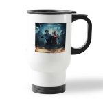 كوب قهوة للسيارة لون ابيض بتصميم رزدنت إيفل 2 ريميك