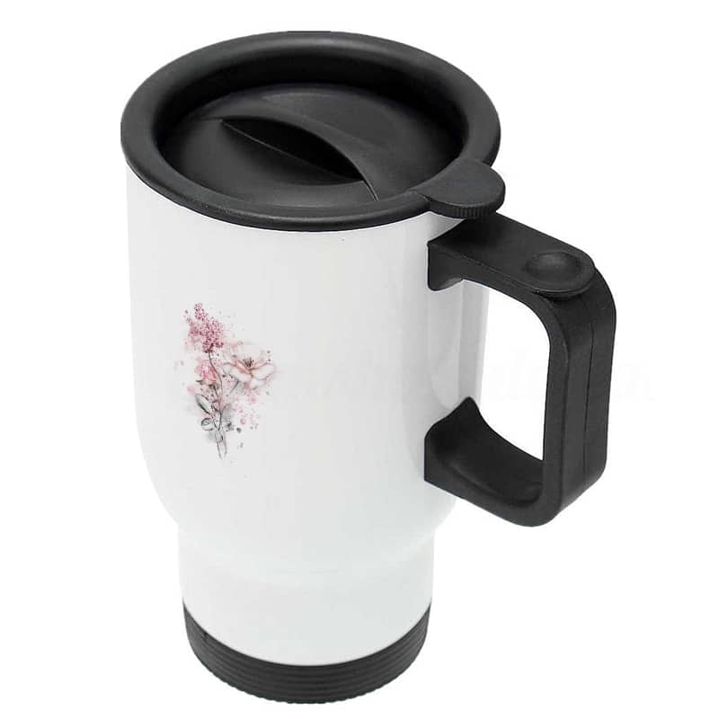 كوب-قهوة-للسيارة-لون-ابيض-بتصميم-رسمه-ورده-3