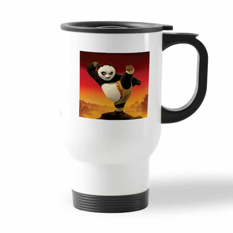 كوب قهوة للسيارة لون ابيض بتصميم ركله كونغ فو باندا كوب قهوة للسيارة لون ابيض بتصميم ركله كونغ فو باندا