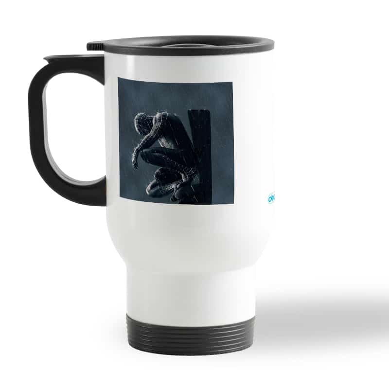 كوب-قهوة-للسيارة-لون-ابيض-بتصميم-سبايدر-مان-الاسود-2