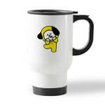 كوب قهوة للسيارة لون ابيض بتصميم شخصيه شيمي BT21