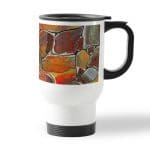 كوب قهوة للسيارة لون ابيض بتصميم صخور ملونه