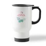 كوب قهوة للسيارة لون ابيض بتصميم طائر الفلامنجو