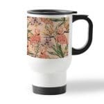 كوب قهوة للسيارة لون ابيض بتصميم طائر الفلامنجو