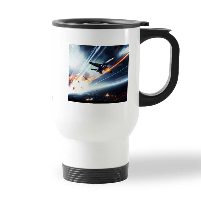 كوب قهوة للسيارة لون ابيض بتصميم طائرات حربيه باتلفيلد كوب قهوة للسيارة لون ابيض بتصميم طائرات حربيه باتلفيلد