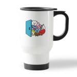 كوب قهوة للسيارة لون ابيض بتصميم عائلة بانقتان شخصيات BTS