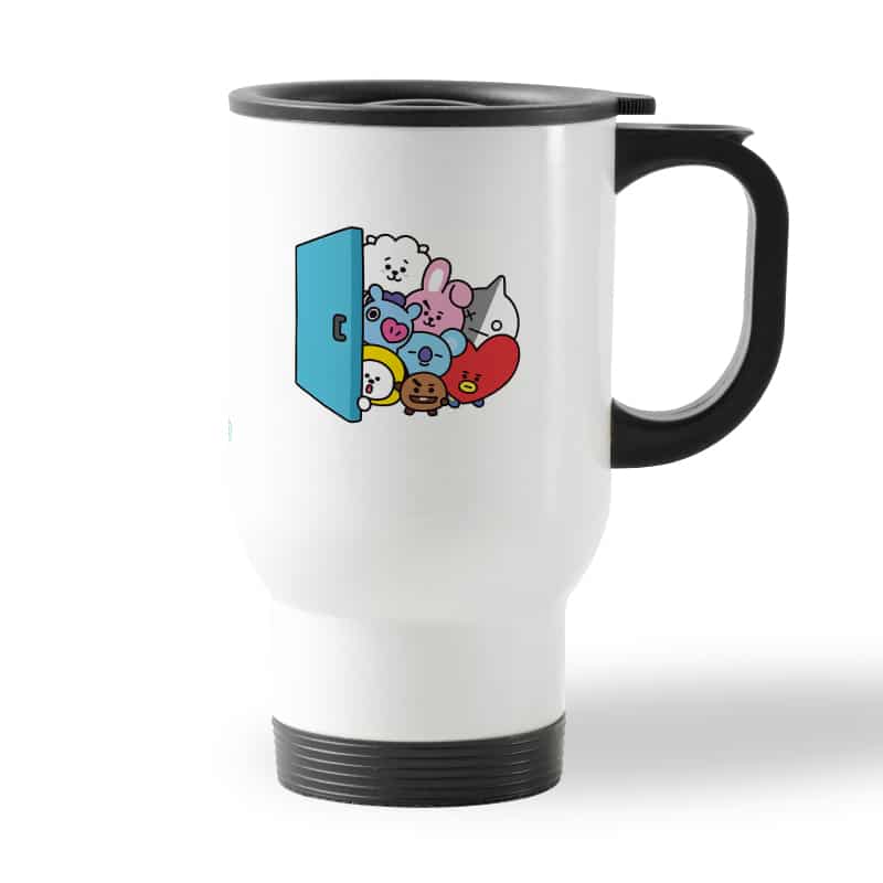 كوب قهوة للسيارة لون ابيض بتصميم عائلة بانقتان شخصيات BTS كوب قهوة للسيارة لون ابيض بتصميم عائلة بانقتان شخصيات BTS