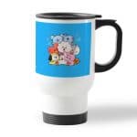 كوب قهوة للسيارة لون ابيض بتصميم عناق أر جي شخصيات BT21