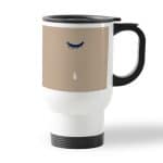 كوب قهوة للسيارة لون ابيض بتصميم عيون تبكي