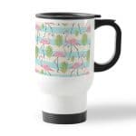 كوب قهوة للسيارة لون ابيض بتصميم فلامنغو الاستوائية