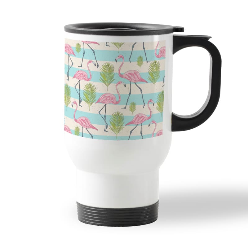 كوب قهوة للسيارة لون ابيض بتصميم فلامنغو الاستوائية كوب قهوة للسيارة لون ابيض بتصميم فلامنغو الاستوائية