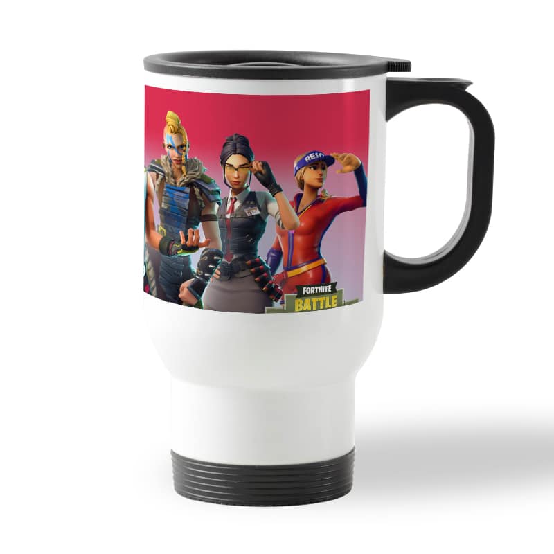 كوب قهوة للسيارة لون ابيض بتصميم فورت نايت باتل رويال كوب قهوة للسيارة لون ابيض بتصميم فورت نايت باتل رويال