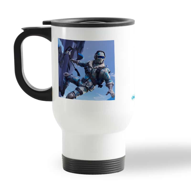كوب-قهوة-للسيارة-لون-ابيض-بتصميم-فورت-نايت-تسلق-جبل-جليدي-2