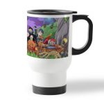 كوب قهوة للسيارة لون ابيض بتصميم فورت نايت رسم