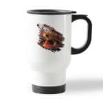 كوب قهوة للسيارة لون ابيض بتصميم قتال اللحيه البيضاء ون بيس