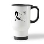 كوب قهوة للسيارة لون ابيض بتصميم قطه كرتونيه