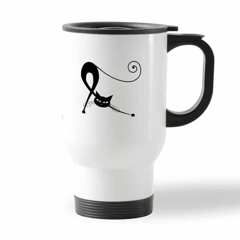 كوب قهوة للسيارة لون ابيض بتصميم قطه كرتونيه كوب قهوة للسيارة لون ابيض بتصميم قطه كرتونيه